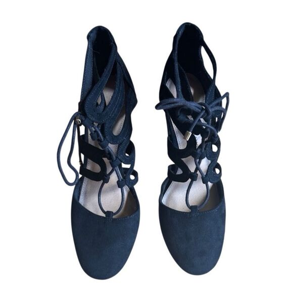 Christian Siriano Women's Black Strappy Tie Chunky Heels Size 7 - Picture 3 of 8